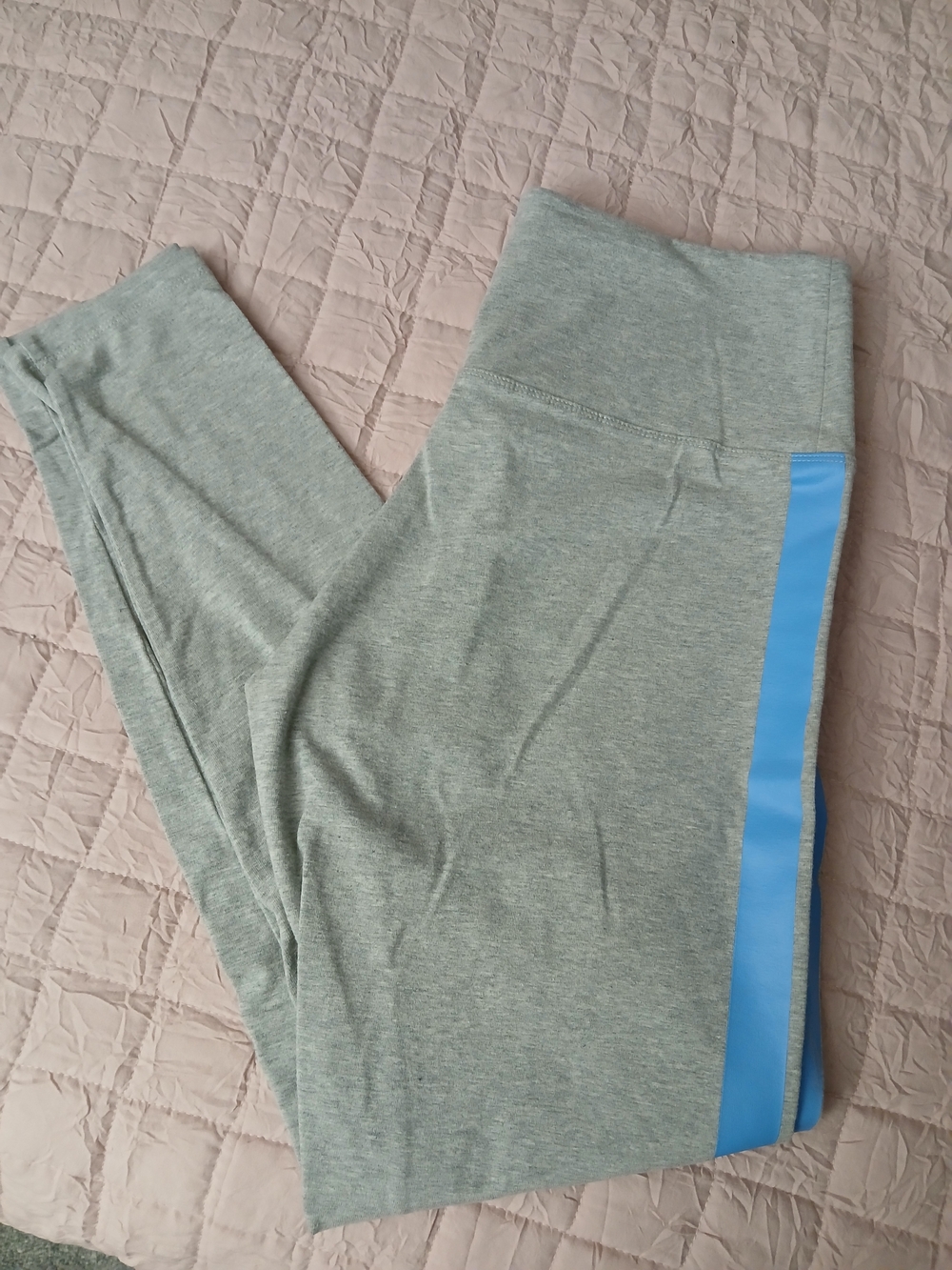 PINK Victoria's Secret Heather Gray Leggings with Blue Side Stripe